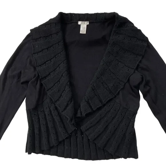 Cache Vintage Y2K Wool Blend Ribbed Cardigan Black Size Large - Picture 2 of 9